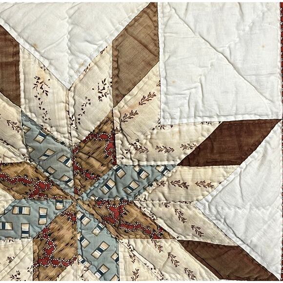 Antique Handmade Star Quilt 88 x 82 - Picture 6 of 8